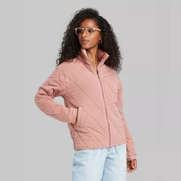 blush quilted jacket